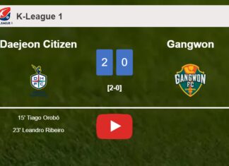 Daejeon Citizen beats Gangwon 2-0 on Sunday. HIGHLIGHTS