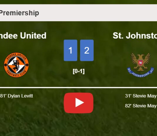 St. Johnstone overcomes Dundee United 2-1 with S. May scoring 2 goals. HIGHLIGHTS