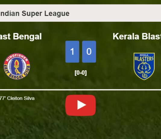 East Bengal conquers Kerala Blasters 1-0 with a goal scored by C. Silva. HIGHLIGHTS