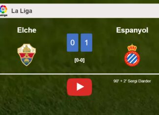 Espanyol beats Elche 1-0 with a late goal scored by S. Darder. HIGHLIGHTS