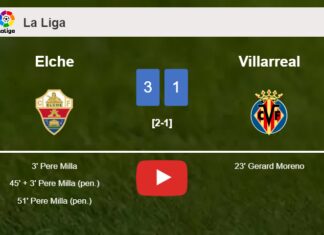 Elche tops Villarreal 3-1 with 3 goals from P. Milla. HIGHLIGHTS