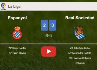 Real Sociedad beats Espanyol 3-2. HIGHLIGHTS