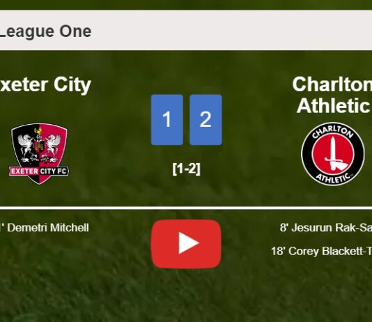 Charlton Athletic tops Exeter City 2-1. HIGHLIGHTS