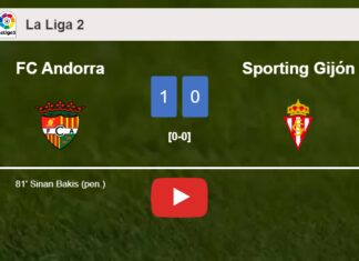 FC Andorra conquers Sporting Gijón 1-0 with a goal scored by S. Bakis. HIGHLIGHTS