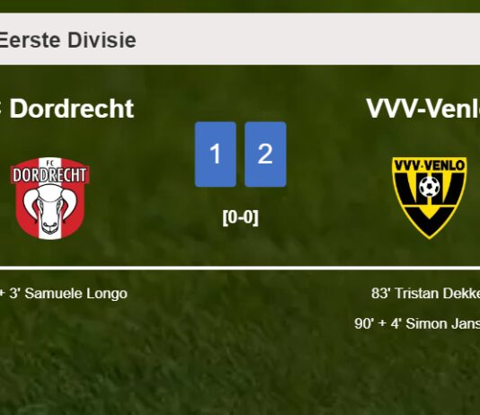 VVV-Venlo snatches a 2-1 win against FC Dordrecht