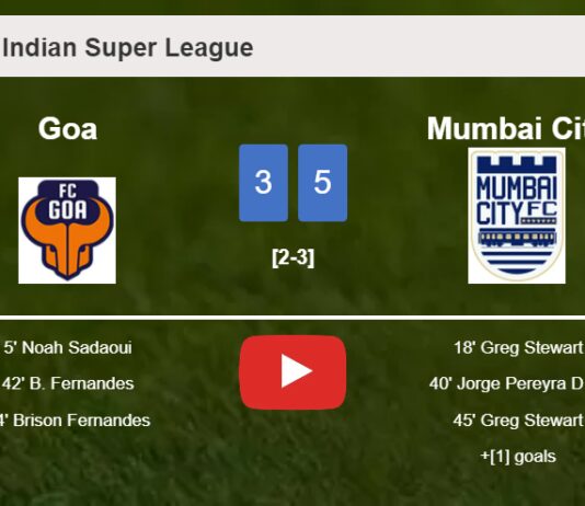 Mumbai City conquers Goa 5-3 after playing a incredible match. HIGHLIGHTS