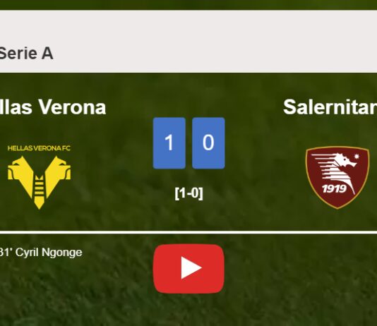 Hellas Verona tops Salernitana 1-0 with a goal scored by C. Ngonge. HIGHLIGHTS