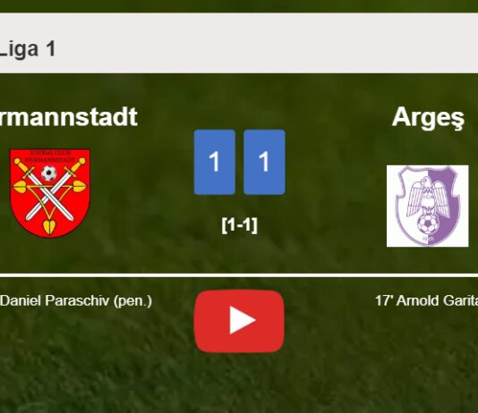 Hermannstadt and Argeş draw 1-1 on Saturday. HIGHLIGHTS