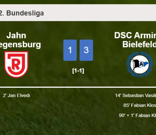DSC Arminia Bielefeld overcomes Jahn Regensburg 3-1 after recovering from a 0-1 deficit