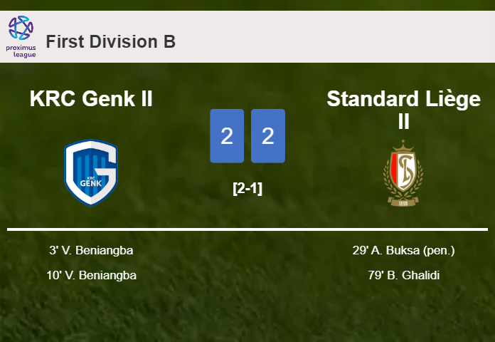 Standard Liège II manages to draw 2-2 with KRC Genk II after recovering a 0-2 deficit