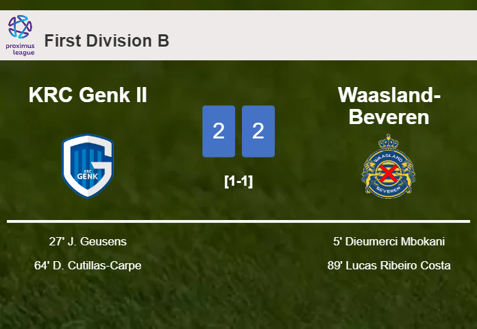 KRC Genk II and Waasland-Beveren draw 2-2 on Friday