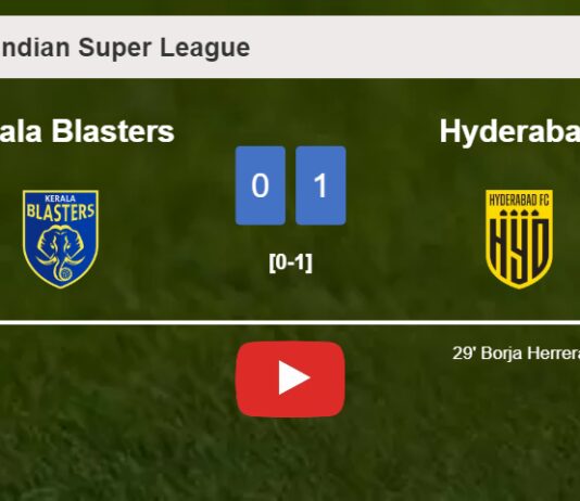 Hyderabad tops Kerala Blasters 1-0 with a goal scored by B. Herrera. HIGHLIGHTS