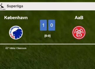 København conquers AaB 1-0 with a goal scored by V. Claesson