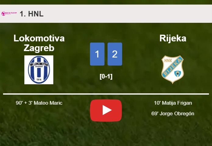 Rijeka recovers a 0-1 deficit to top Lokomotiva Zagreb 2-1. HIGHLIGHTS