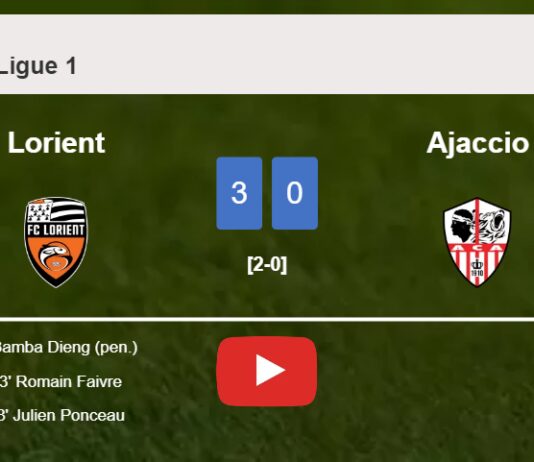 Lorient defeats Ajaccio 3-0. HIGHLIGHTS