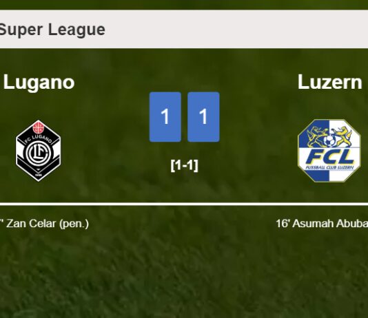 Lugano and Luzern draw 1-1 on Sunday