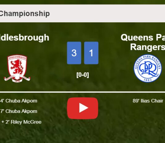 Middlesbrough tops Queens Park Rangers 3-1 after recovering from a 0-1 deficit. HIGHLIGHTS