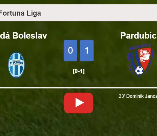 Pardubice beats Mladá Boleslav 1-0 with a goal scored by D. Janosek. HIGHLIGHTS