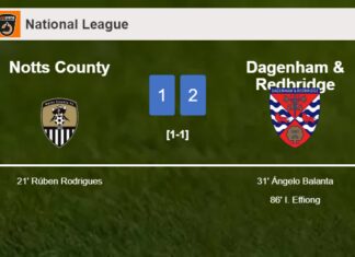 Dagenham & Redbridge recovers a 0-1 deficit to beat Notts County 2-1