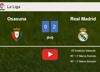 Real Madrid beats Osasuna 2-0 on Saturday. HIGHLIGHTS