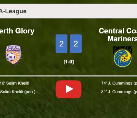Central Coast Mariners manages to draw 2-2 with Perth Glory after recovering a 0-2 deficit. HIGHLIGHTS