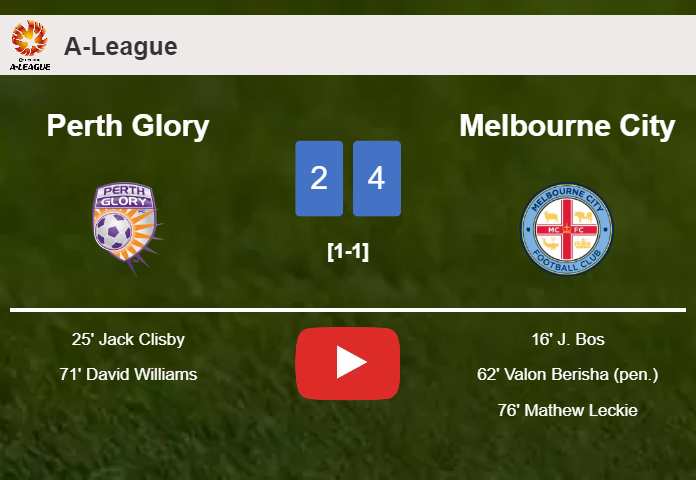 Melbourne City overcomes Perth Glory 4-2. HIGHLIGHTS