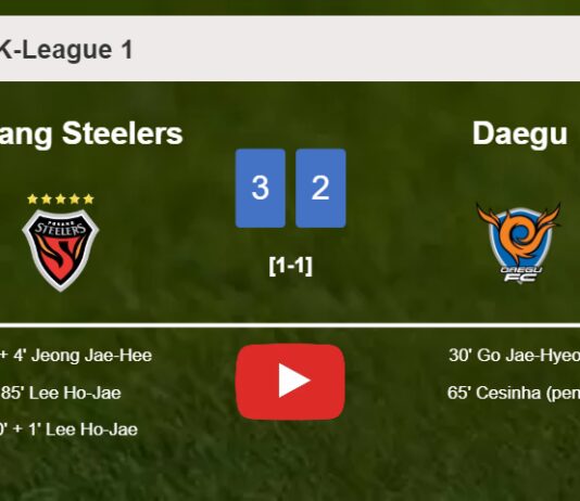 Pohang Steelers prevails over Daegu after recovering from a 1-2 deficit. HIGHLIGHTS