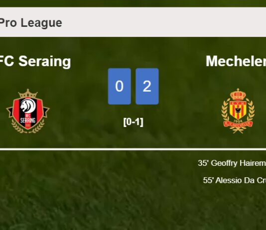 Mechelen prevails over RFC Seraing 2-0 on Saturday