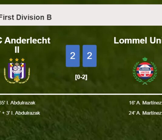 RSC Anderlecht II manages to draw 2-2 with Lommel United after recovering a 0-2 deficit