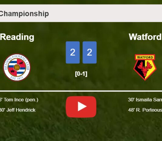 Reading manages to draw 2-2 with Watford after recovering a 0-2 deficit. HIGHLIGHTS