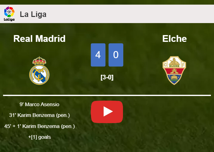 Real Madrid estinguishes Elche 4-0 after playing a great match. HIGHLIGHTS