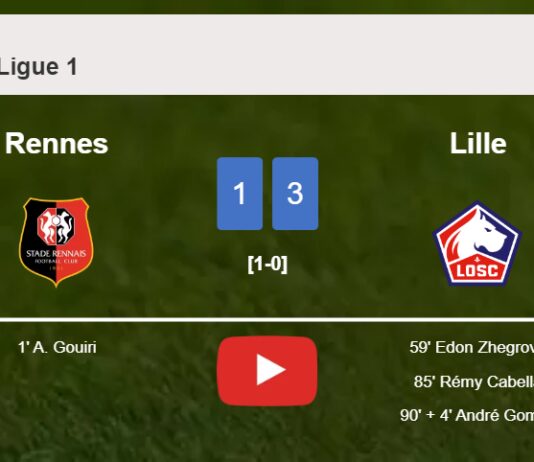 Lille tops Rennes 3-1 after recovering from a 0-1 deficit. HIGHLIGHTS