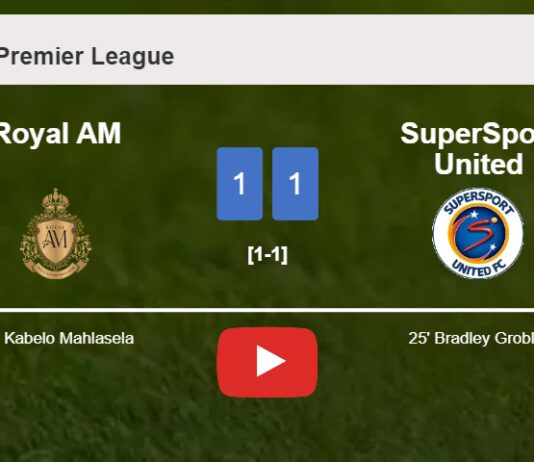 Royal AM and SuperSport United draw 1-1 on Saturday. HIGHLIGHTS