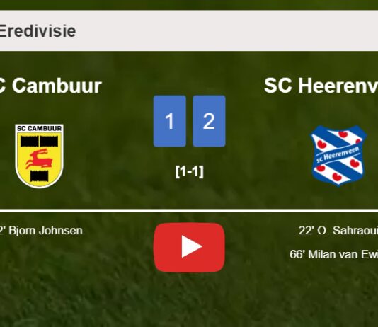 SC Heerenveen recovers a 0-1 deficit to best SC Cambuur 2-1. HIGHLIGHTS