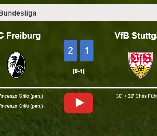 SC Freiburg recovers a 0-1 deficit to prevail over VfB Stuttgart 2-1 with V. Grifo scoring a double. HIGHLIGHTS