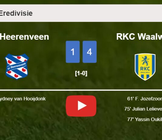 RKC Waalwijk obliterates SC Heerenveen 4-1 with 2 goals from F. Jozefzoon. HIGHLIGHTS