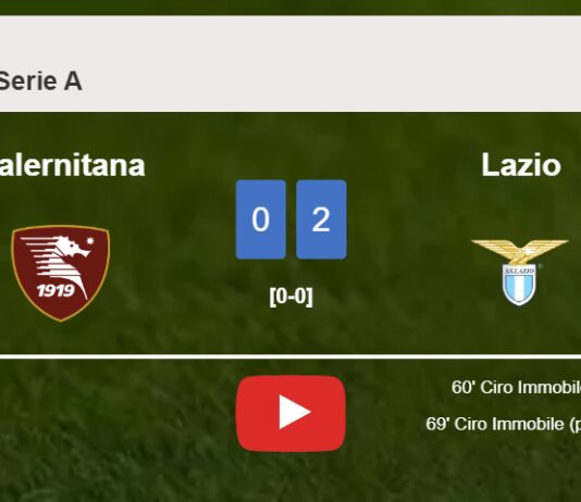 C. Immobile scores a double to give a 2-0 win to Lazio over Salernitana. HIGHLIGHTS