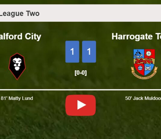Salford City and Harrogate Town draw 1-1 on Tuesday. HIGHLIGHTS