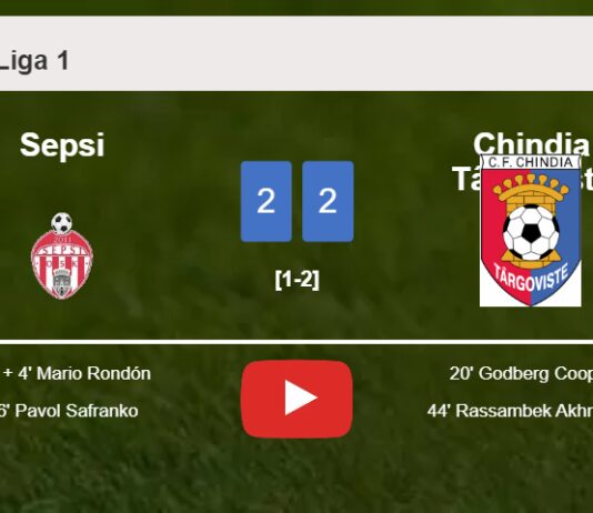 Sepsi manages to draw 2-2 with Chindia Târgovişte after recovering a 0-2 deficit. HIGHLIGHTS