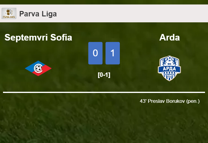 Arda overcomes Septemvri Sofia 1-0 with a goal scored by P. Borukov