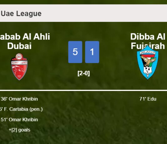 Shabab Al Ahli Dubai liquidates Dibba Al Fujairah 5-1 with a fantastic performance