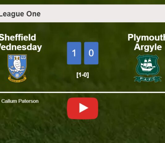 Sheffield Wednesday conquers Plymouth Argyle 1-0 with a goal scored by C. Paterson. HIGHLIGHTS