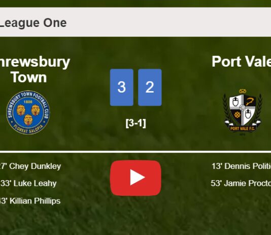 Shrewsbury Town overcomes Port Vale 3-2. HIGHLIGHTS