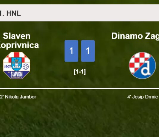 Slaven Koprivnica and Dinamo Zagreb draw 1-1 on Saturday