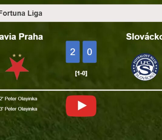 P. Olayinka scores a double to give a 2-0 win to Slavia Praha over Slovácko. HIGHLIGHTS