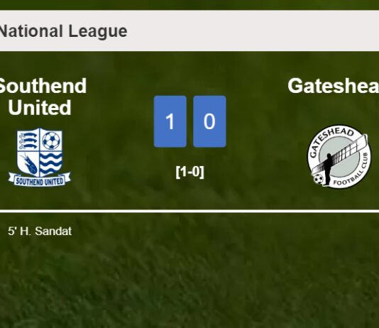 Southend United defeats Gateshead 1-0 with a goal scored by H. Sandat