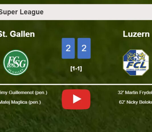 St. Gallen and Luzern draw 2-2 on Sunday. HIGHLIGHTS