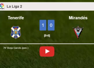 Tenerife overcomes Mirandés 1-0 with a goal scored by B. Garcés. HIGHLIGHTS