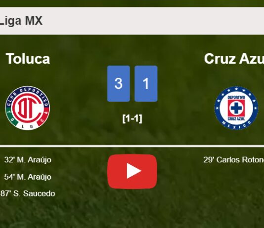 Toluca tops Cruz Azul 3-1 after recovering from a 0-1 deficit. HIGHLIGHTS