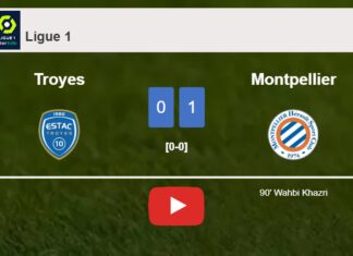 Montpellier beats Troyes 1-0 with a late goal scored by W. Khazri. HIGHLIGHTS
